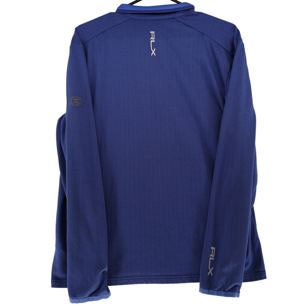 RLX Ralph Lauren Mens Blue Herringbone Quarter Zip Pullover Jacket Size Medium - Picture 3 of 10